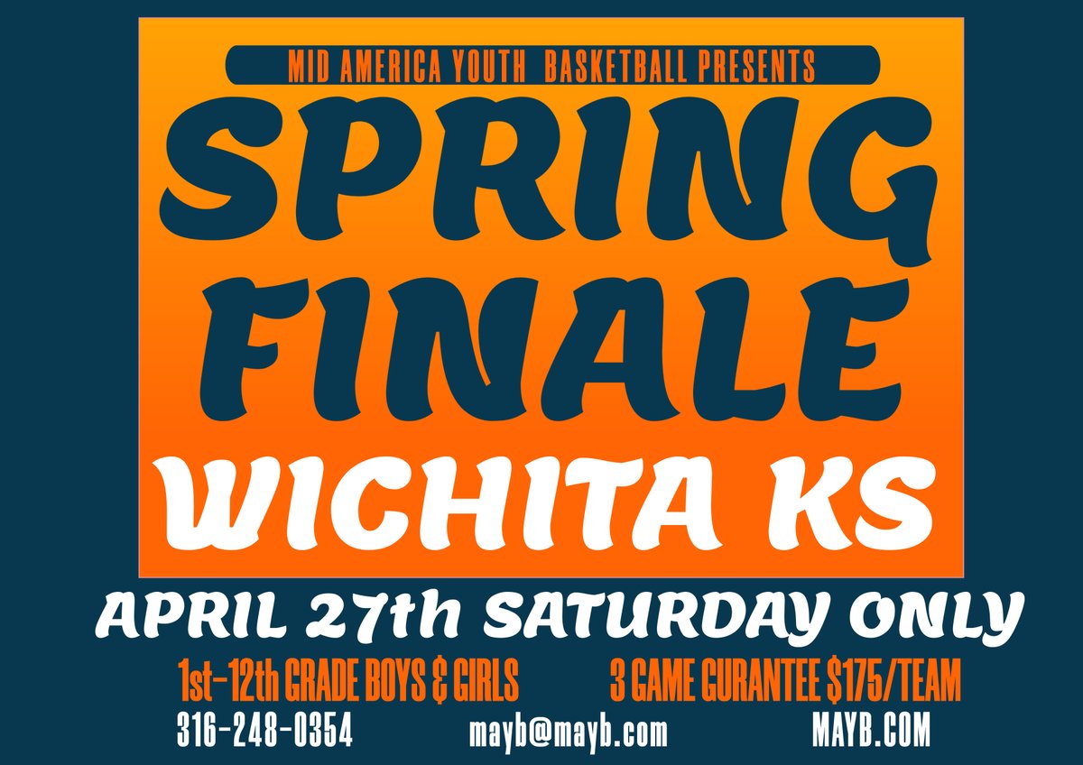 Exciting news! Join us for the MAYB Spring Finale on April 27th in Wichita, KS! Out-of-state teams welcome, with divisions for all skill levels. Don't miss out—register now!
