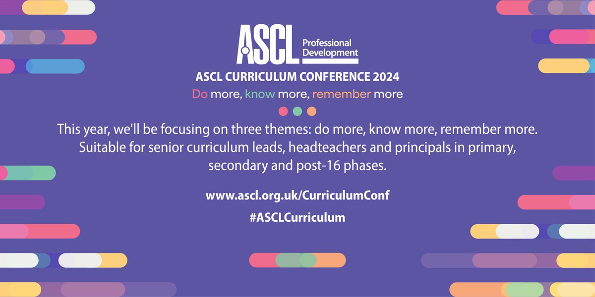 We've a great lineup of expert speakers at #ASCLCurriculum Conference next month, including Tim Oates CBE, @PepsMccrea Prof Rose Luckin @Knowldgillusion and @LoicMnzs See the full programme and book online at ascl.org.uk/CurriculumConf #curriculum