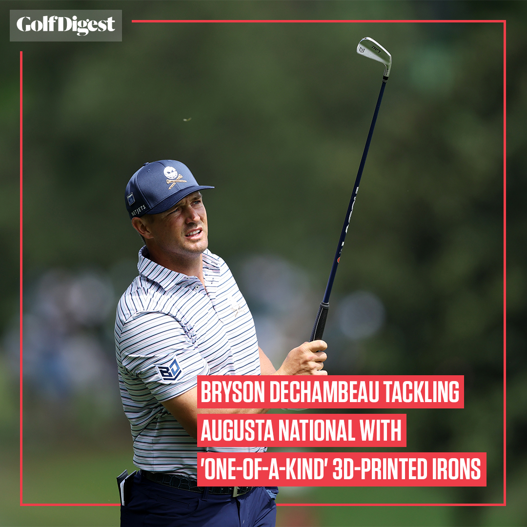 Bryson DeChambeau grabbed the first-round lead at the Masters using an unusual set of irons he only put in the bag this week. Read more: glfdig.st/v4C350Rf5nQ