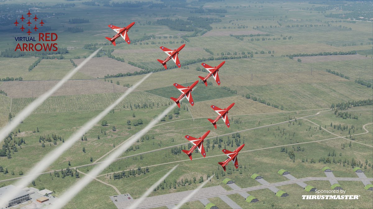 Building up formation stability is critical to ensure safe performances.
In the picture we see the team performing the Vixen roll.

Did you know we're still recruiting for the 2024 team?
Apply today at: virtualredarrows.com/recruitment

@tmthrustmaster
#thrustmaster #aviation  #redarrows