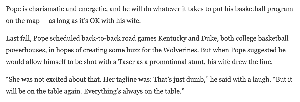 Six years ago, Mark Pope told me he was going to let some students Taser him in hopes of getting more fans out to games in Orem. Now he's the head coach at Kentucky.

'Everything's always on the table.'