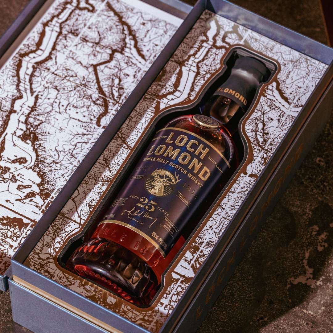 At Loch Lomond Whiskies, we are driven by an unwavering spirit of exploration.   Crafted in our remarkable Straight Neck stills, Loch Lomond 25 Year Old showcases three distinct types of unpeated and peated spirits, each varying in collection strengths.