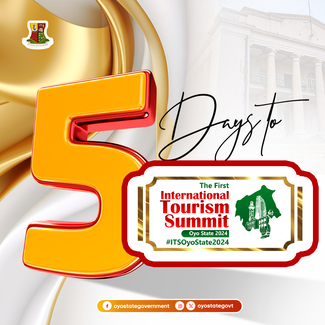 In just five days, tourism stakeholders will gather in Ibadan for #ITSOyoState2024. There will be an exhibition of art works, cultural attires, food and more. #PacesetterState!
