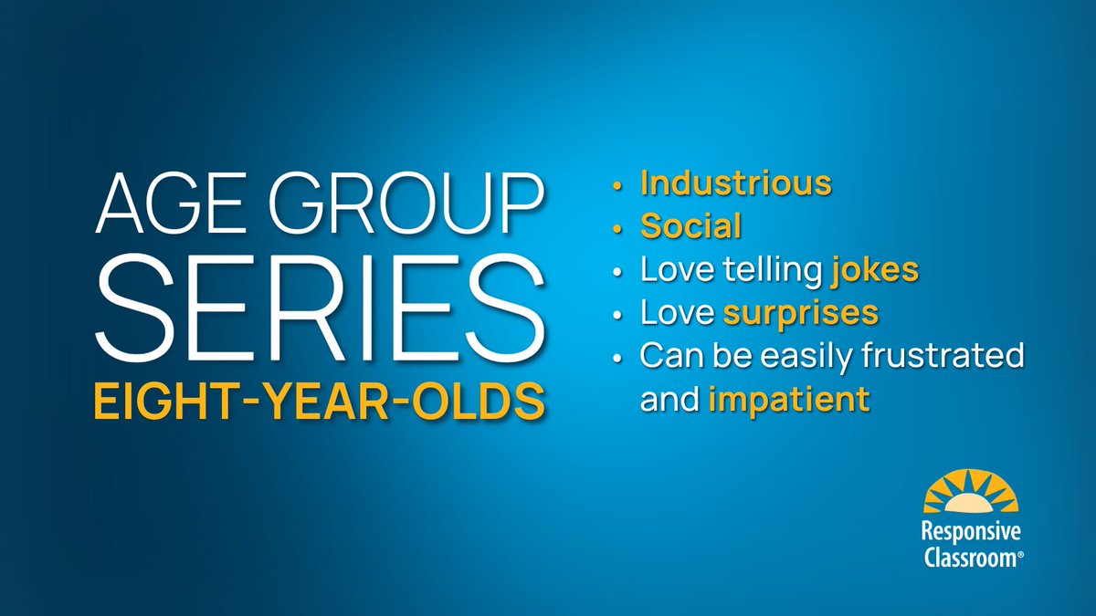 Unlike seven-year-olds, who need routine, eight-year-olds enjoy periodic change-ups in routine such as early recess, a guest reader, or reassignment of student duties. Learn more: bit.ly/43UQljQ