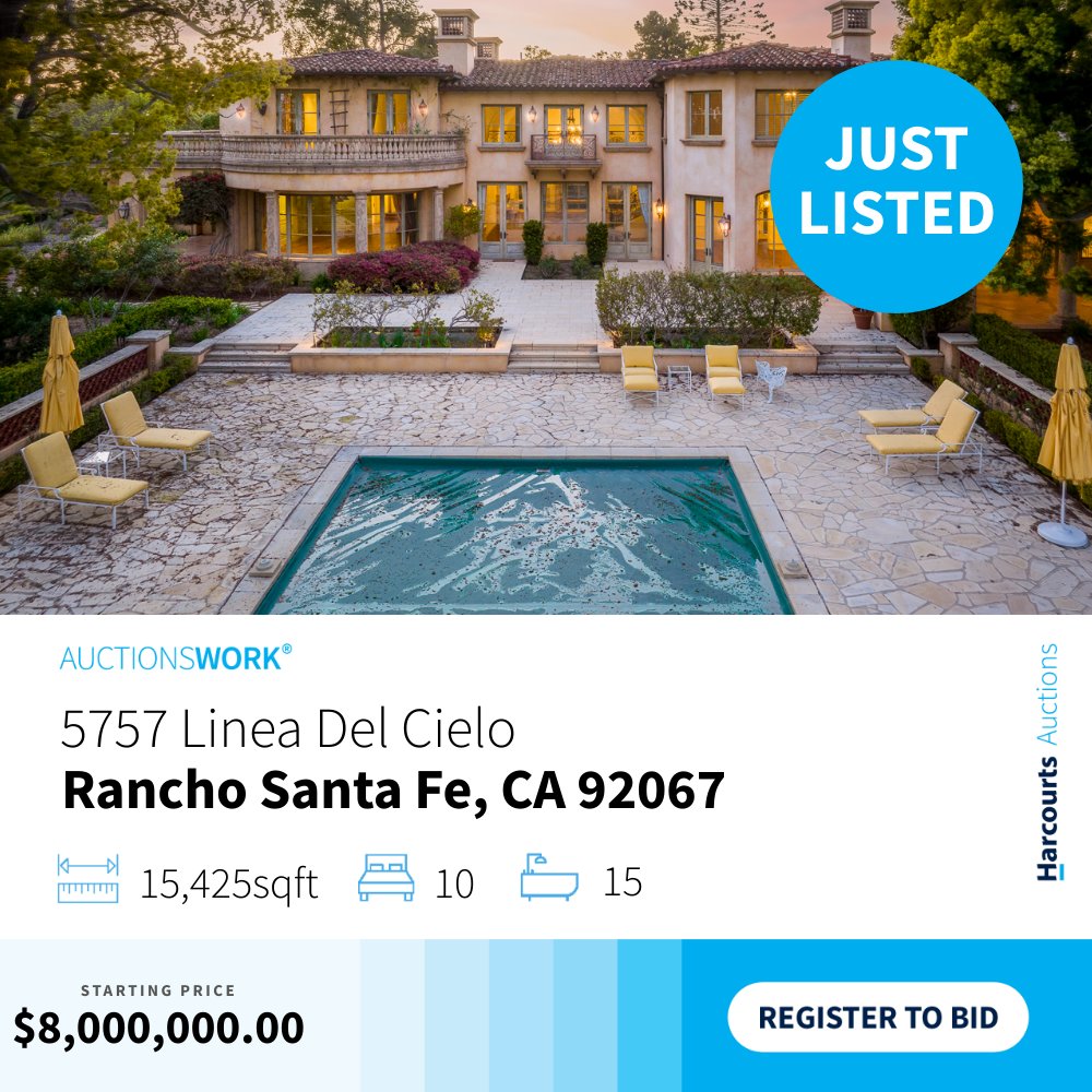 Ready for a view that rivals the heavens? 🏔️ Say hello to 5757 Linea del Cielo, Rancho Santa Fe ⛅ 
.
#RethinkRealEstate #HarcourtsAuctions #AuctionsWork #ForSale #PropertyAuction #LuxuryRealEstate #RanchoSantaFe #CaliforniaLiving #ExclusiveListing #MansionForSale