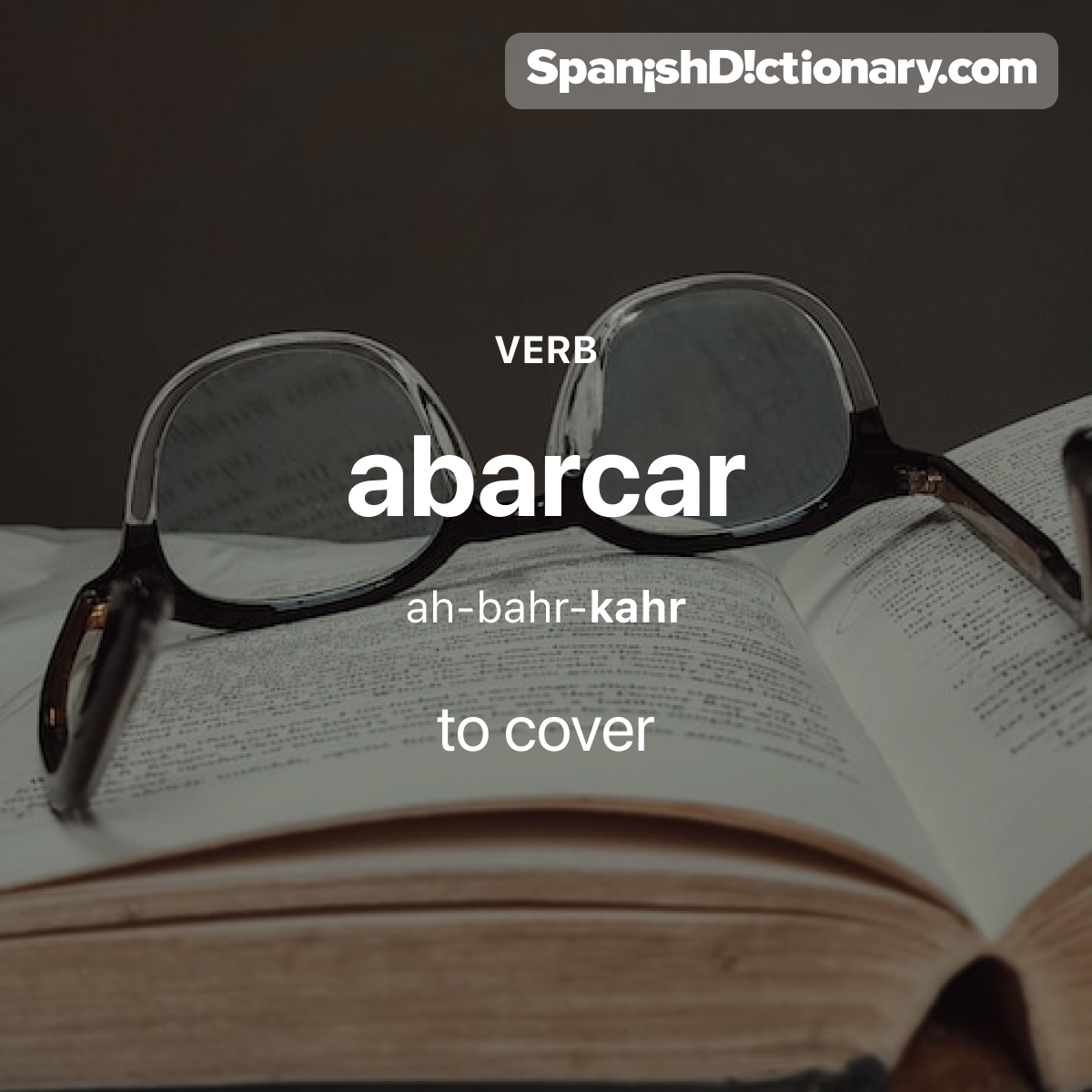 SpanishDict's tweet photo. Today's #WordOfTheDay is "abarcar." 🤓📚 For example: El libro abarca el periodo entre 1939 y 1945. - The book covers the period between 1939 and 1945.
.
.
.
#EstudiaEspañol #StudySpanish #AprendeEspañol #LearnSpanish #Español #Spanish #LearningSpanish #PalabraDelDia #abarcar https://t.co/3UQiMHOXIx