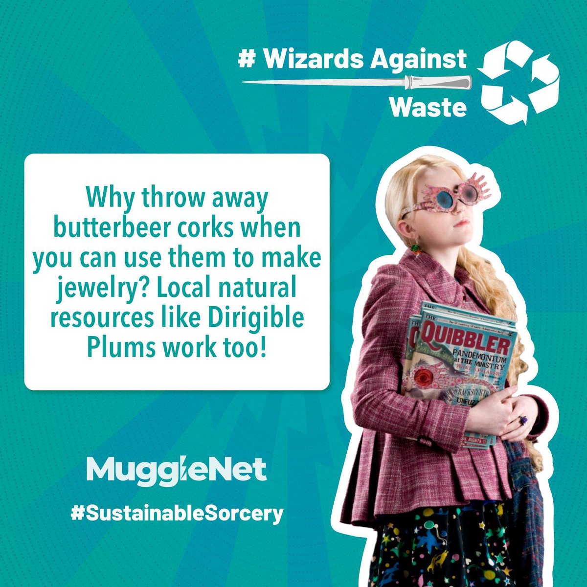 Let's get whimsically sustainable with Luna Lovegood's wisdom! ♻️🌟 
Embrace local treasures like Dirigible Plums for enchanting accessories. 💍 
#WizardsAgainstWaste #SustainableSorcery