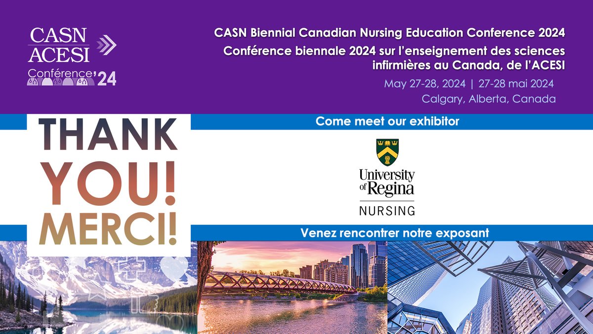 Meet @UofRegina, a confirmed exhibitor at the CASN Biennial Canadian Nursing Education Conference 2024. | Venez rencontrer un exposant confirmé lors de la Conférence biennale 2024 sur l’enseignement des sciences infirmières au Canada. bit.ly/3ZYq9D1 #CASNConference2024