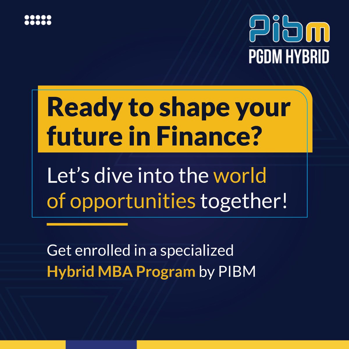 🚀 PIBM's PGDM Hybrid Program - Your Gateway to a Successful Career in Finance 📈

Pune Institute of Business Management (PIBM) offers you a full-time Online PG program in Business Management to make your dream a reality. 

#pgdmhybrid #pibmhybrid #pibmpune #onlinemba #mba #pgdm