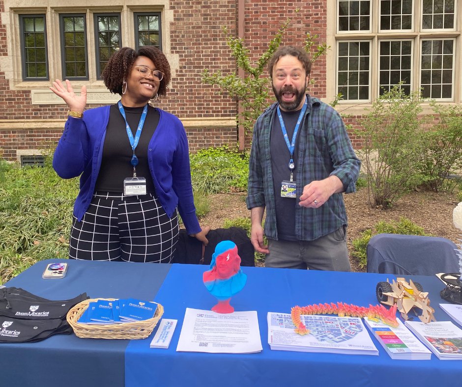 Attending Quaker Days? Don't forget to stop by by the Penn Libraries table! Along with saying hello to these smiling faces, you can learn about all the Libraries has to offer—and pick up some pretty cool swag.