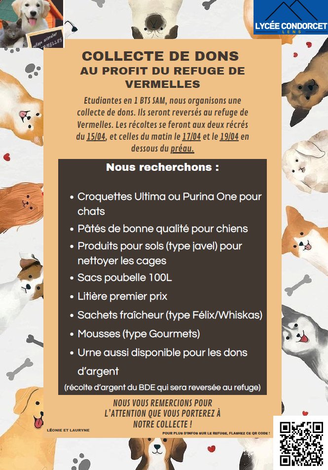 LensLycee's tweet photo. #projet #BTSAM #solidarité 🐶🐱
@LensLycee @AcLille 👍 https://t.co/xrPdjxF4af