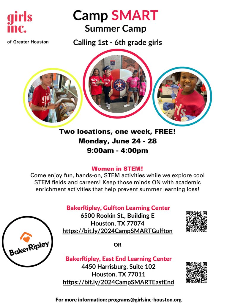 The day has come! #CampSMART registration is open! Calling all girls 1st-6th grade, this camp is for YOU! Two locations to choose from. June 24th-28th, 9am-4pm. Spaces fill quickly #IYKYK Register today! bit.ly/2024CampSMARTE… or bit.ly/2024CampSMARTG… #strongsmartbold