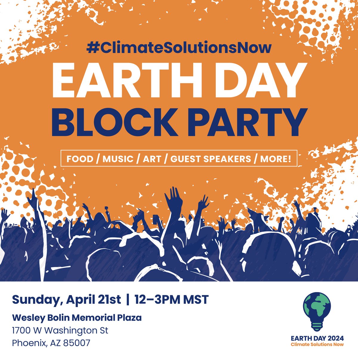 Want to celebrate this #EarthDay with music, speakers, entertainment, and more while also calling for #ClimateSolutionsNow ? Join us for the Phoenix Climate Solutions Now Earth Day Rally on April 21st at Wesley Bolin Memorial Plaza! RSVP: zurl.co/C8tc