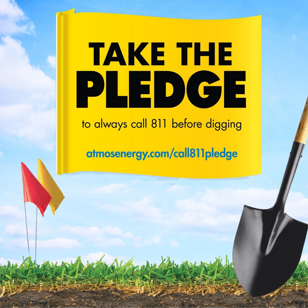Safety is in your hands! Sign the Atmos Energy Pledge to always #Call811BeforeYouDig! It’s free. It’s safe. It’s the law. Become a safety ambassador at ow.ly/t0Wh50RaFAy.