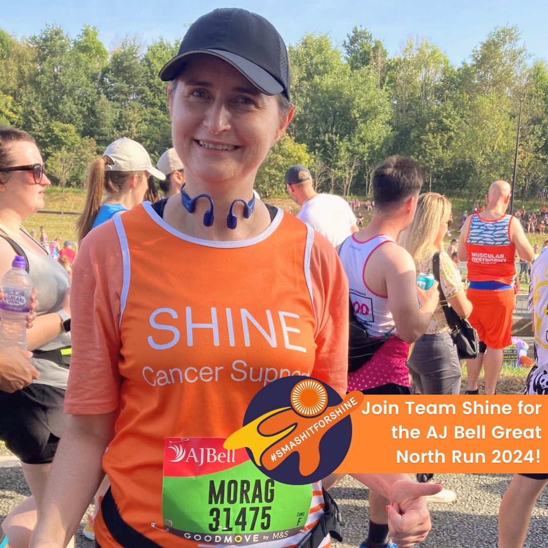 There are a couple of spots in #TeamShine for the #GreatNorthRun! This year's GNR is 8th Sept. We'd love to have you on board helping us continue to support people in their 20s, 30s, & 40s facing cancer. Email fundraising@shinecancersupport.org for info & fundraising support🏆
