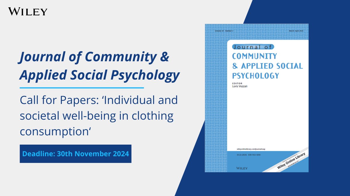 📝 Call for papers! Join us in exploring the social, environmental, and ethical impacts of the fast fashion industry in our upcoming special issue. 📆 Deadline: November 30, 2024 Read the full #CFP 🔗 ow.ly/29pl50Ralgk