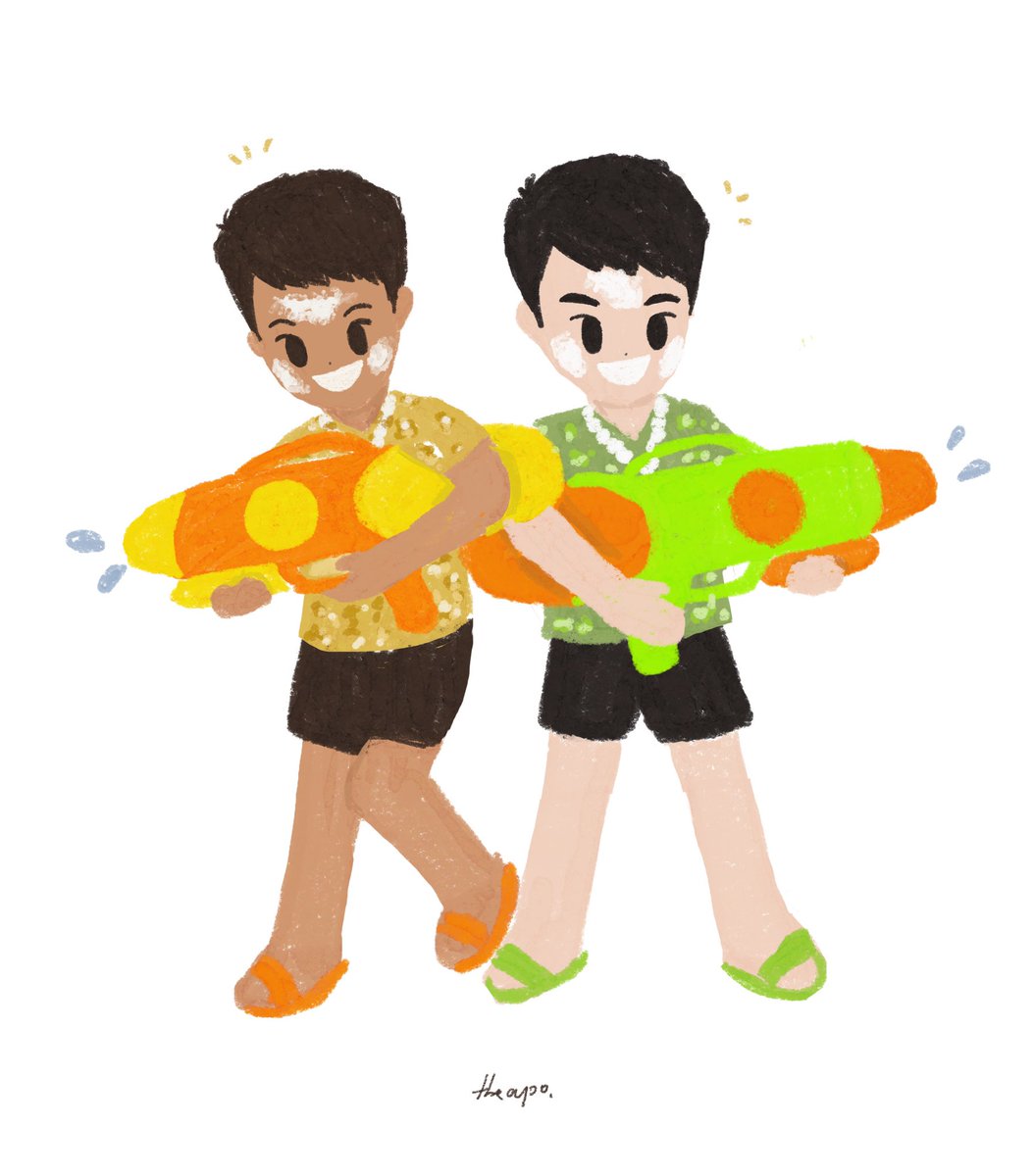 Happy Songkran Day 💦🔫✨ @milephakphum ㅣ #milephakphum @Nnattawin1 ㅣ #ApoNattawin #APOlaroid