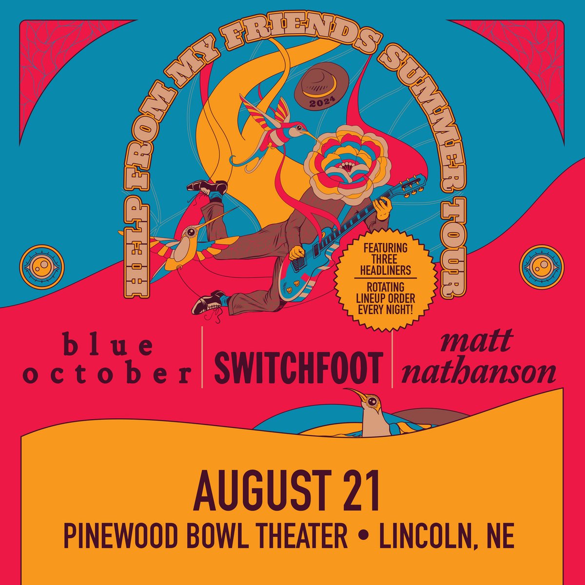 ON SALE NOW: @BlueOctober / @Switchfoot / @MattNathanson bring the Help From My Friends Summer Tour to Pinewood Bowl Theater August 21. Get your tickets here: bit.ly/hfmfpwbtix Please note: Mobile ticket delivery only. At this time, the Pinnacle Bank Arena ticket office is…