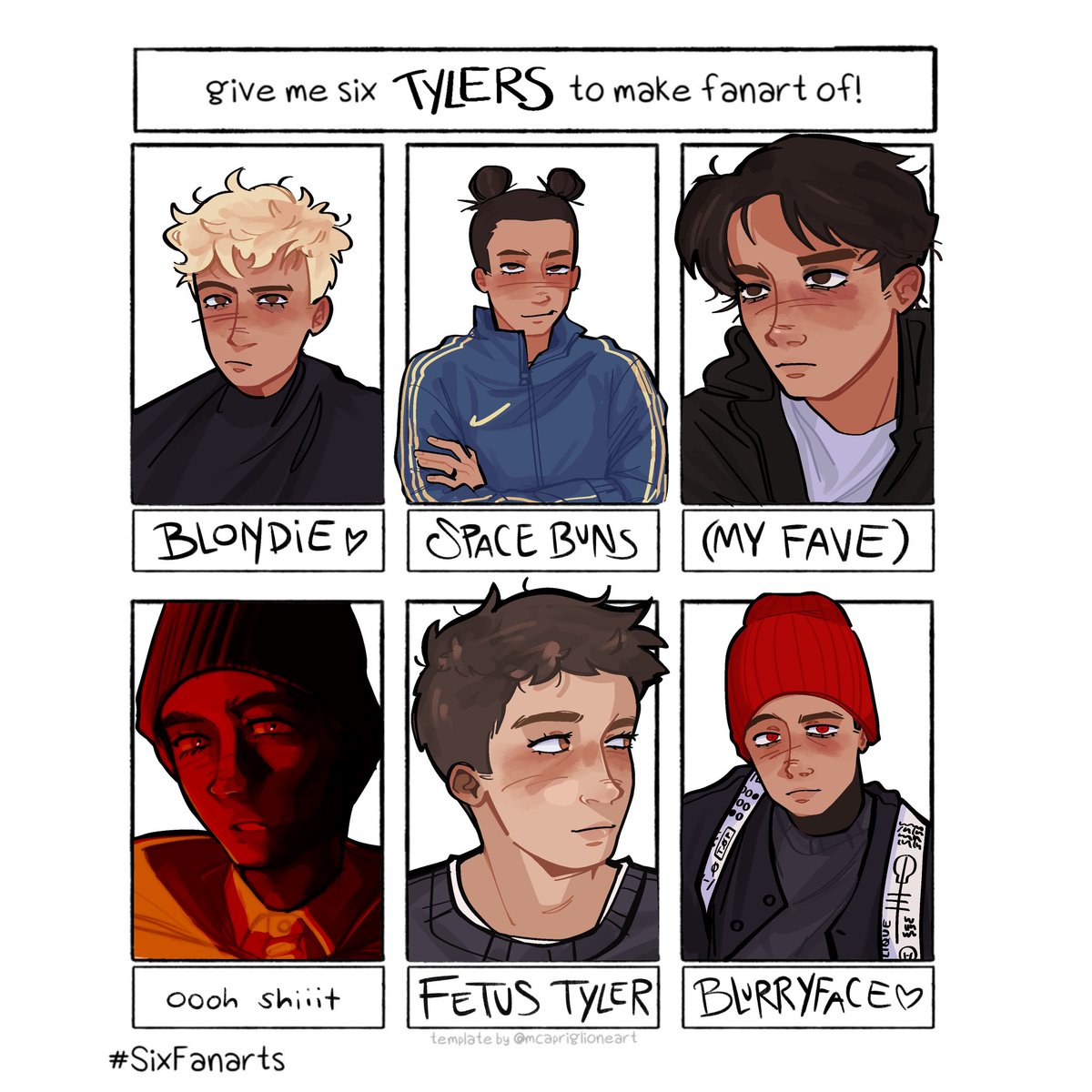 lycosoid's tweet photo. six of them #cliqueart #twentyonepilots https://t.co/pqX7YxWUCW