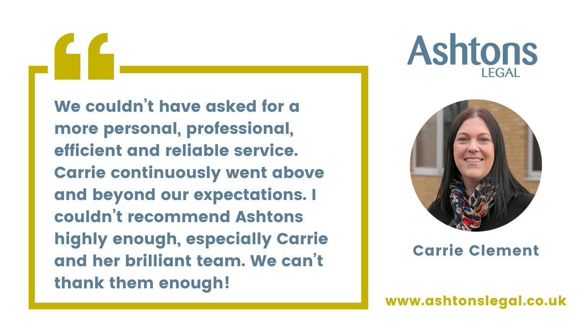 We couldn’t have asked for a more personal, professional, efficient and reliable service. Carrie continuously went above and beyond our expectations. I couldn’t recommend Ashtons highly enough. Find out how our #ResidentialConveyancing team can assist you: ashtonslegal.co.uk/your-life/resi…
