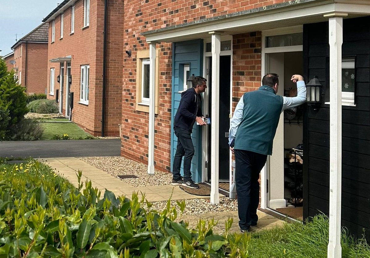 Sunny but breezy day chatting to folk in Wolverton with @gregsmith_uk