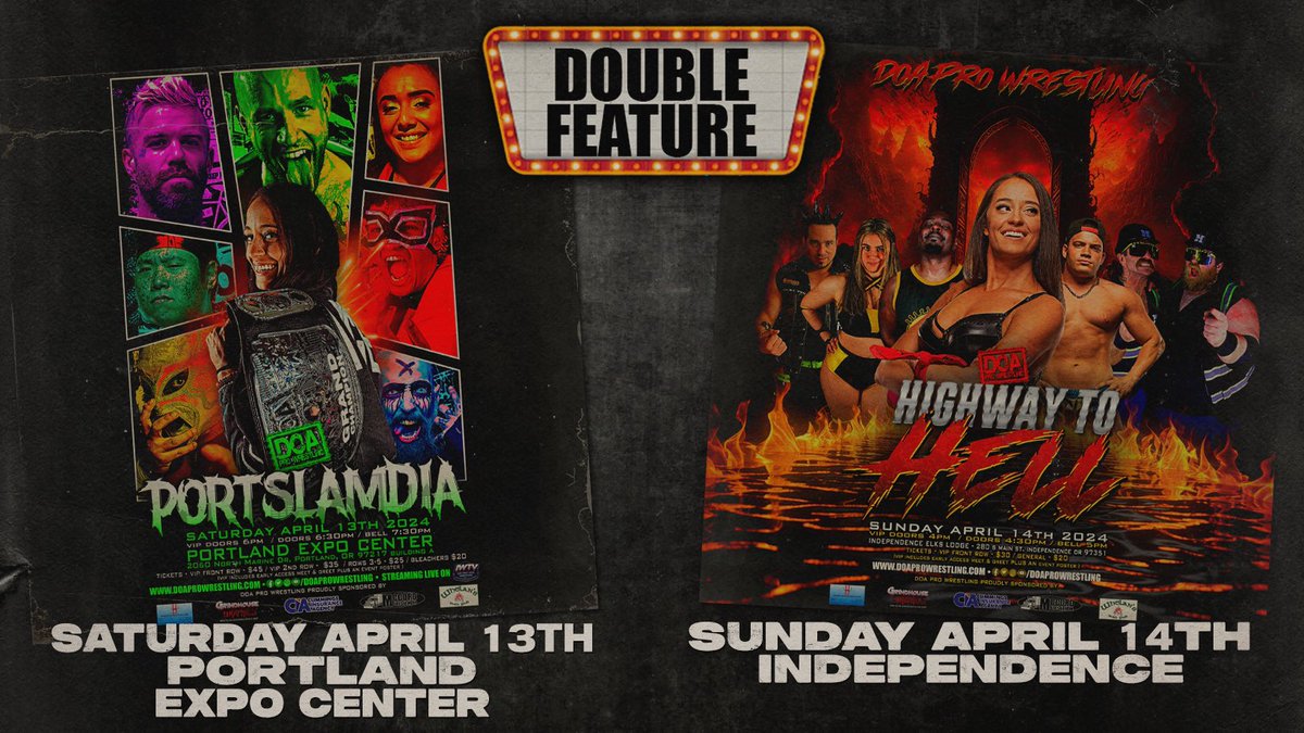 📣ONE MORE DAY📣 TOMORROW we kick off the biggest weekend in DOA history with our debut at the Portland Expo Center (streamed on IWTV), followed by our return to Independence the next day! General admission and bleacher seats are still available! 🎟️ doaprowrestling.com/tickets.html