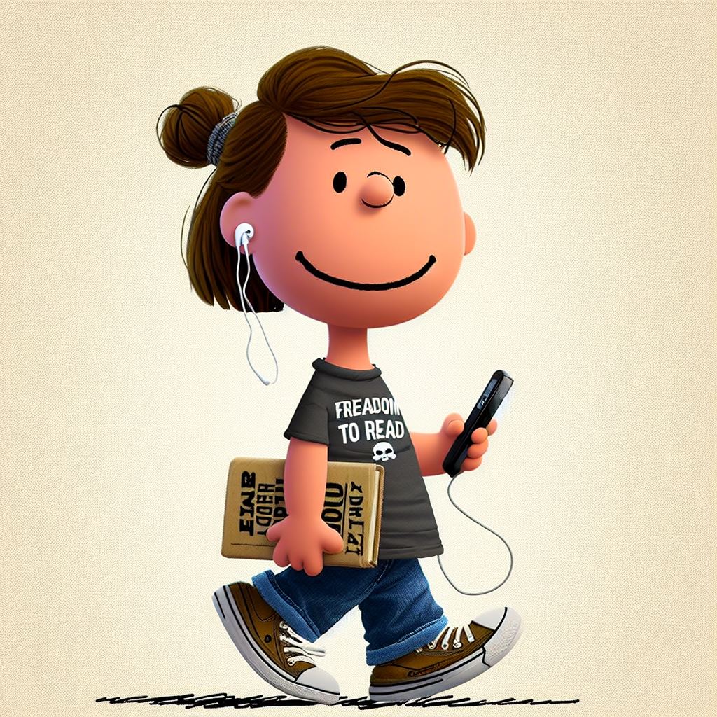 I'm a #PeanutsLibrarians !! Isn't she adorable with her #book and #audiobook! I can't wait to share with my #library aides so they can make their own! Have some fun by turning yourself into a Charlie Brown character: bit.ly/3xw96xU #librarian #librarians #librarytwitter