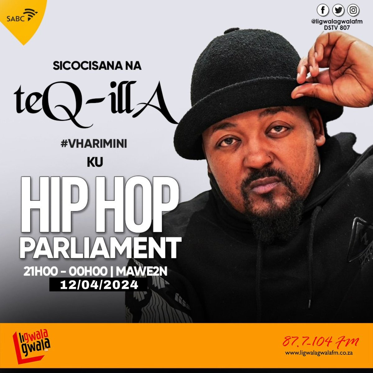 #HipHopParliament | 21H00 - 00H00 | TeQ - illA | 🎙️: @mawe2N ku #LigwalagwalaFM