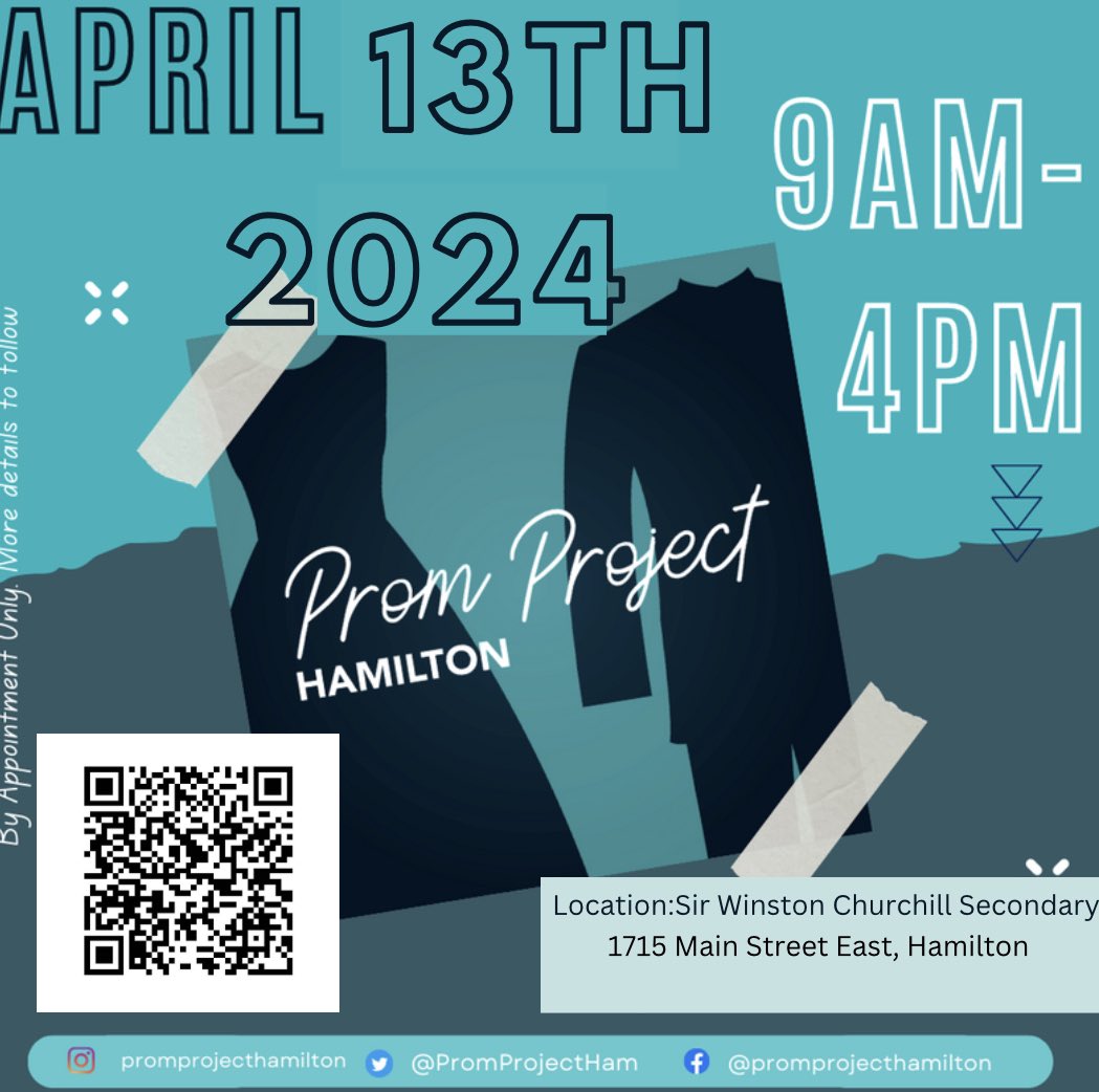 TOMORROW!! We are so excited that Prom Project 2024 is just one day away. A reminder to show up roughly ten minutes before your appointment time to check in. Then you will be directed to the gym at Sir Winston Churchill to shop for your perfect outfit! See you there!