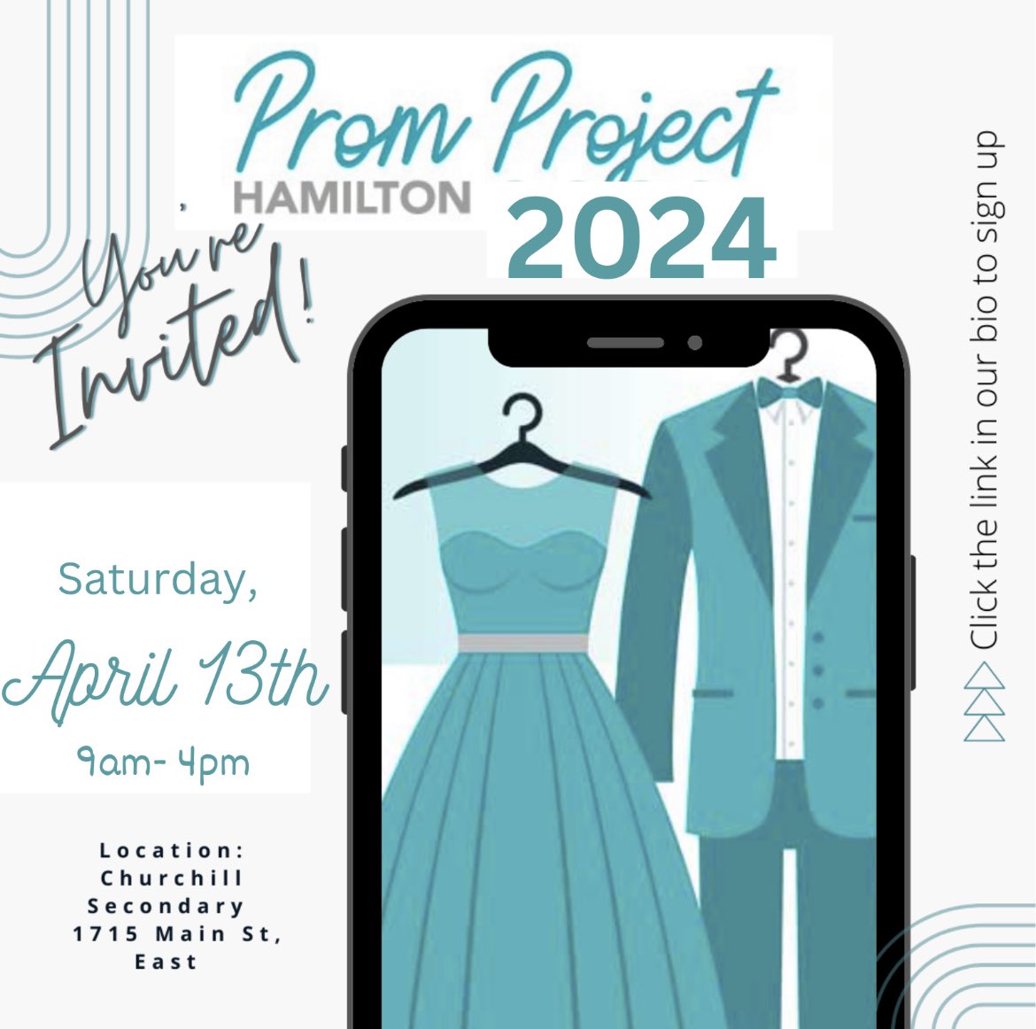 PromProjectHam's tweet image. TOMORROW!! We are so excited that Prom Project 2024 is just one day away. A reminder to show up roughly ten minutes before your appointment time to check in. Then you will be directed to the gym at Sir Winston Churchill to shop for your perfect outfit! See you there!