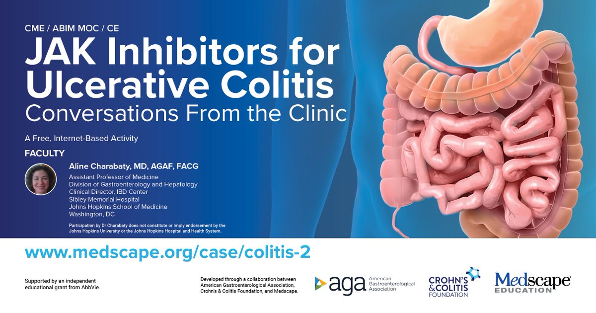 Check out this new CME activity developed in collaboration with @MedscapeCME and @AGA_Gastro now available online: “JAK Inhibitors for Ulcerative Colitis: Conversations From the Clinic:' bit.ly/43VKDhv