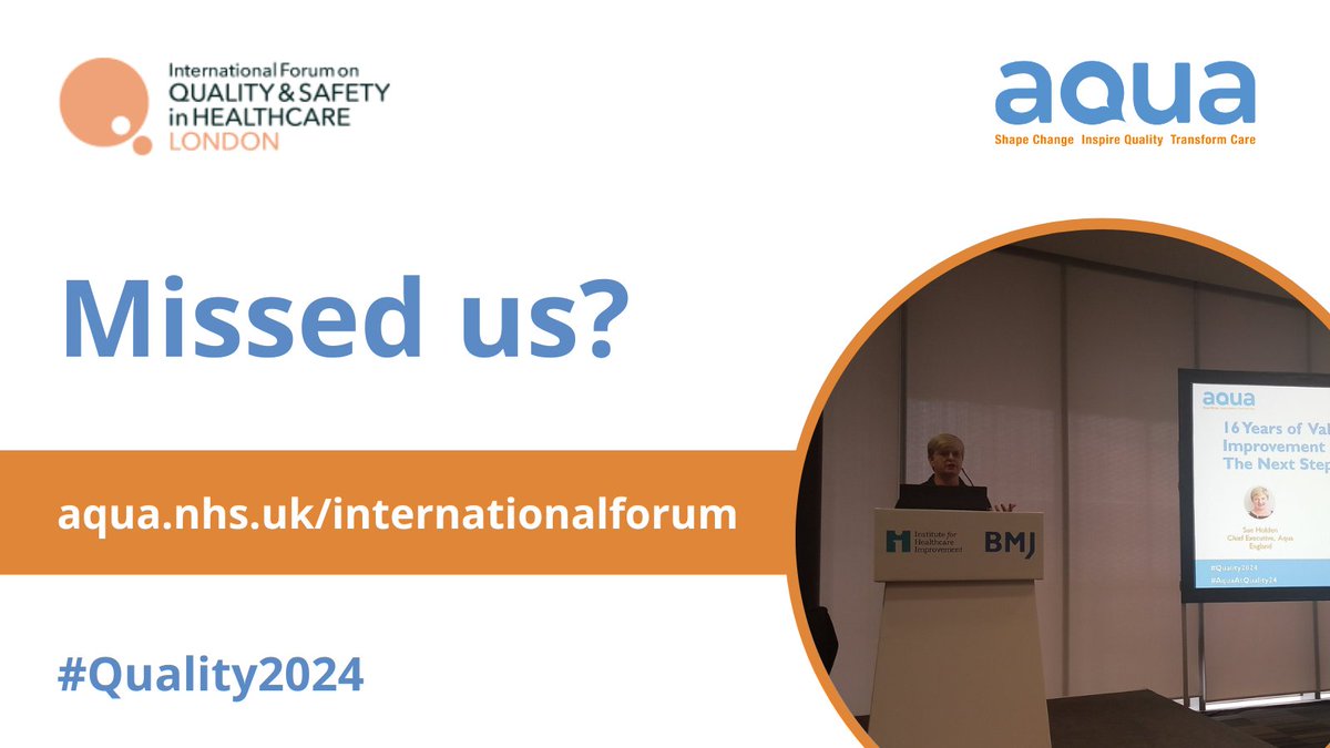 Missed us at #Quality2024 this week? Don't worry - all of our presentations, posters, documents, useful links and contact details are available here: aqua.nhs.uk/internationalf…. #AquaAtQuality24