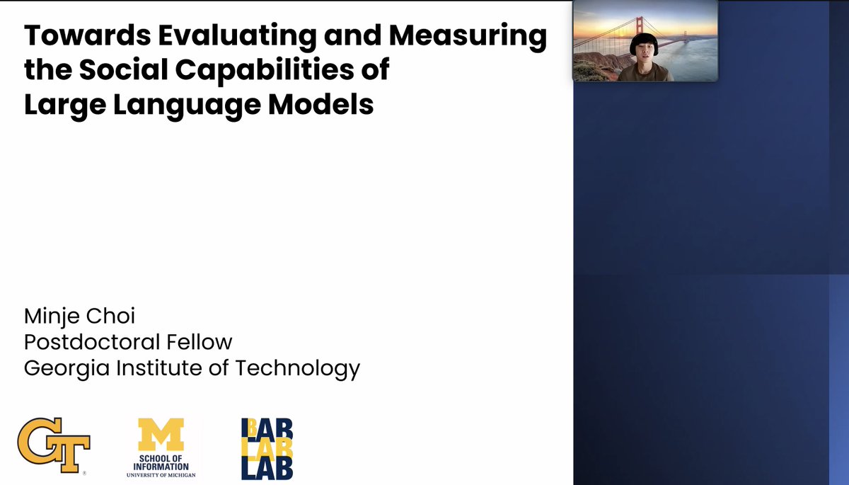 📖For our weekly @MilaNLProc lab seminar, it was a pleasure to have @minje__choi presenting 'Towards evaluating and Measuring the Social Capabilities of Large Language Models'. #NLProc