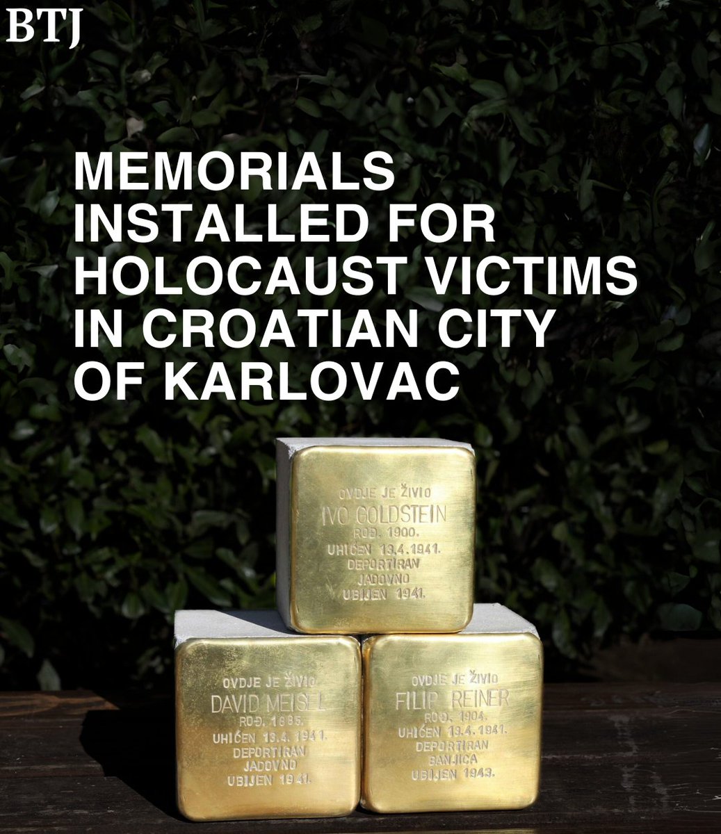 The first three ‘stumbling stones’ in Karlovac were installed on Friday in memory of three Jewish victims of the Holocaust who lived in the city. Read more 👇 balkaninsight.com/2024/04/12/mem…