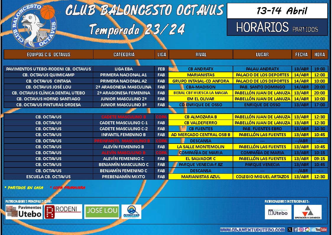 HORARIOS FIN DE SEMANA: cbjuventudutebo.com/pdf/horarios.p…