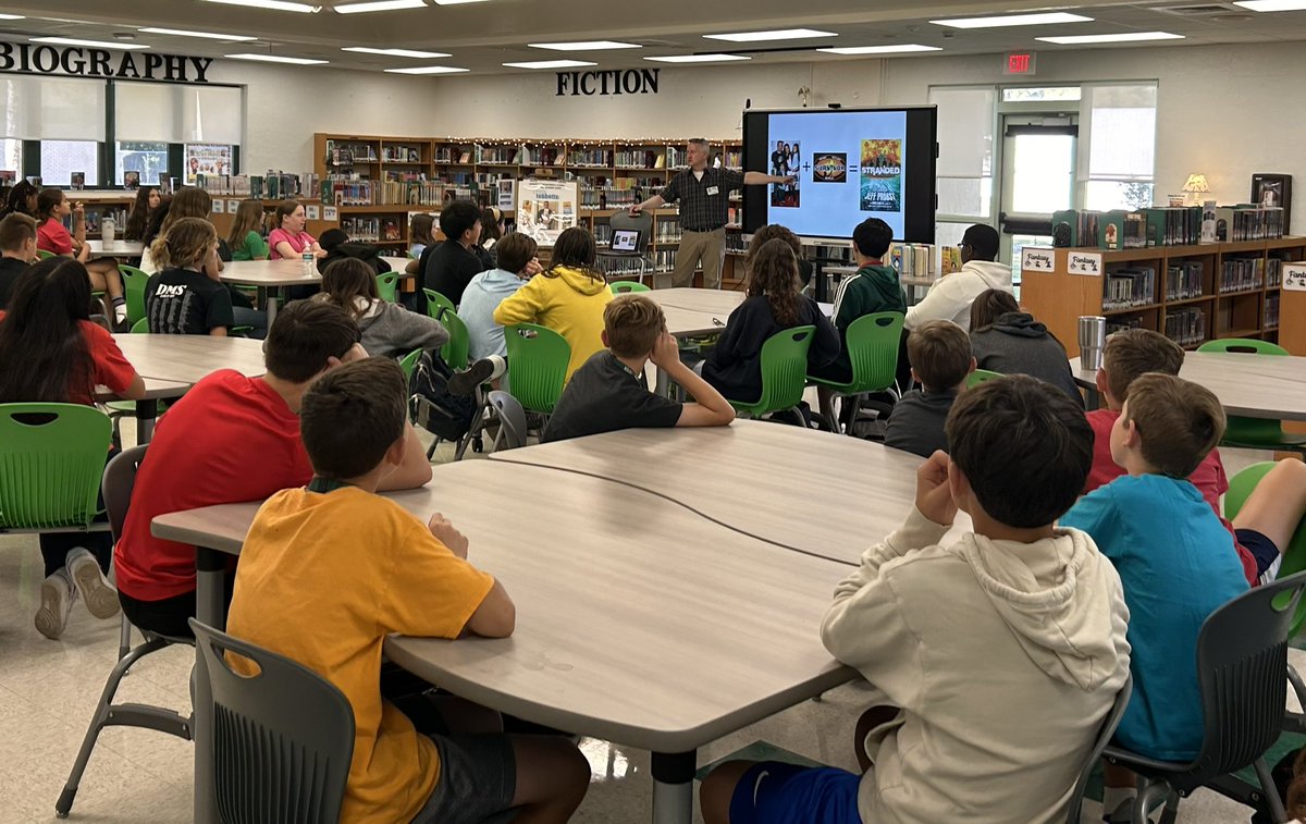 Author @christebbetts sharing his books at our general session w/ Lit Academy students. When you coauthor w/ James Patterson and @JeffProbst you are really THAT good! Can’t wait for the breakout sessions w each grade. @duncan_middle @LibraryCurrent @booksartmusicfl