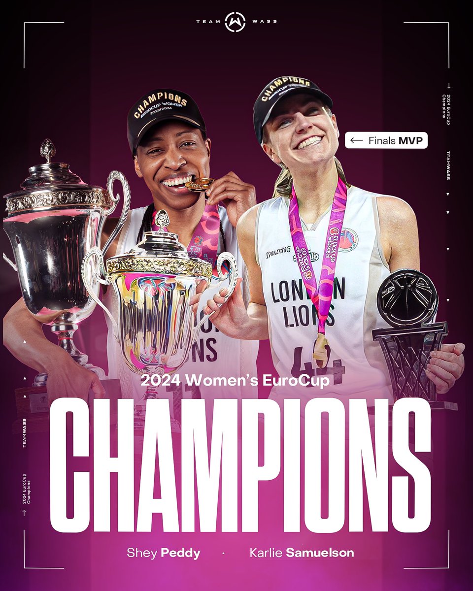 CHAMPS 🏆🌍 Congratulations to @SheyP11 and Finals MVP @ksam44 on becoming this year's Women's EuroCup champions! #TeamWass