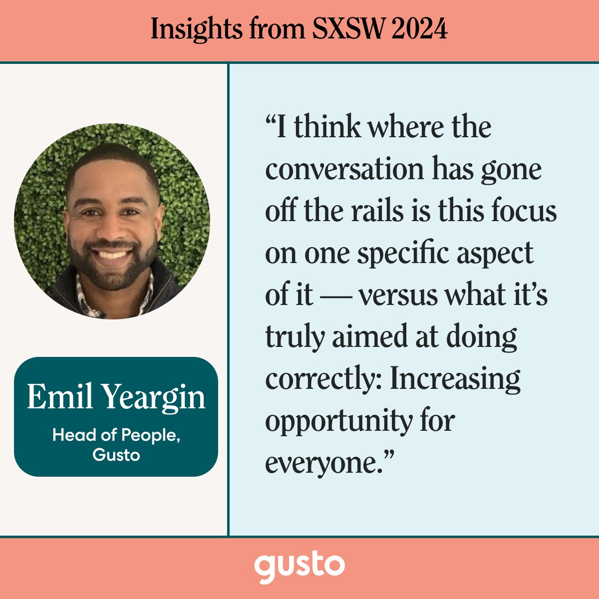 Embracing DEIB as a business-wide strategy — rather than just an HR initiative — can benefit everyone. Gusto's Head of People, Emil Yeargin, spoke at @sxsw last month about what steps businesses can take to get started. Read his tips on @cnnunderscored: cnn.com/cnn-underscore…