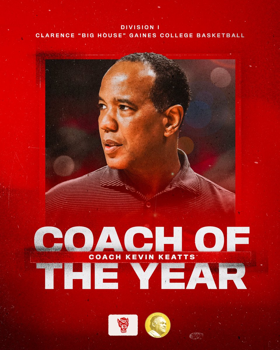 Congrats @CoachKeattsNCSU 👏 Named Division I Clarence “Big House” Gaines College Basketball Coach of the Year!