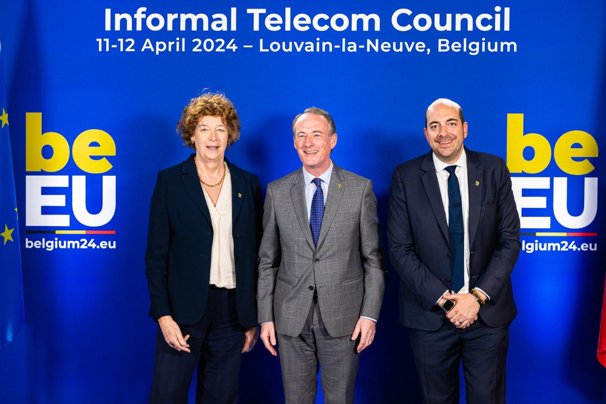 👩‍💻 The informal #telecom Council saw <a href="/pdsutter/">Petra De Sutter</a> &amp; <a href="/mathieumichel/">Mathieu MICHEL</a> host their 26 colleagues to discuss a more sovereign &amp; secure digital 🇪🇺.

Together, they expressed the goal to be better equipped with tools to protect citizens better online, while upholding freedom of expression.