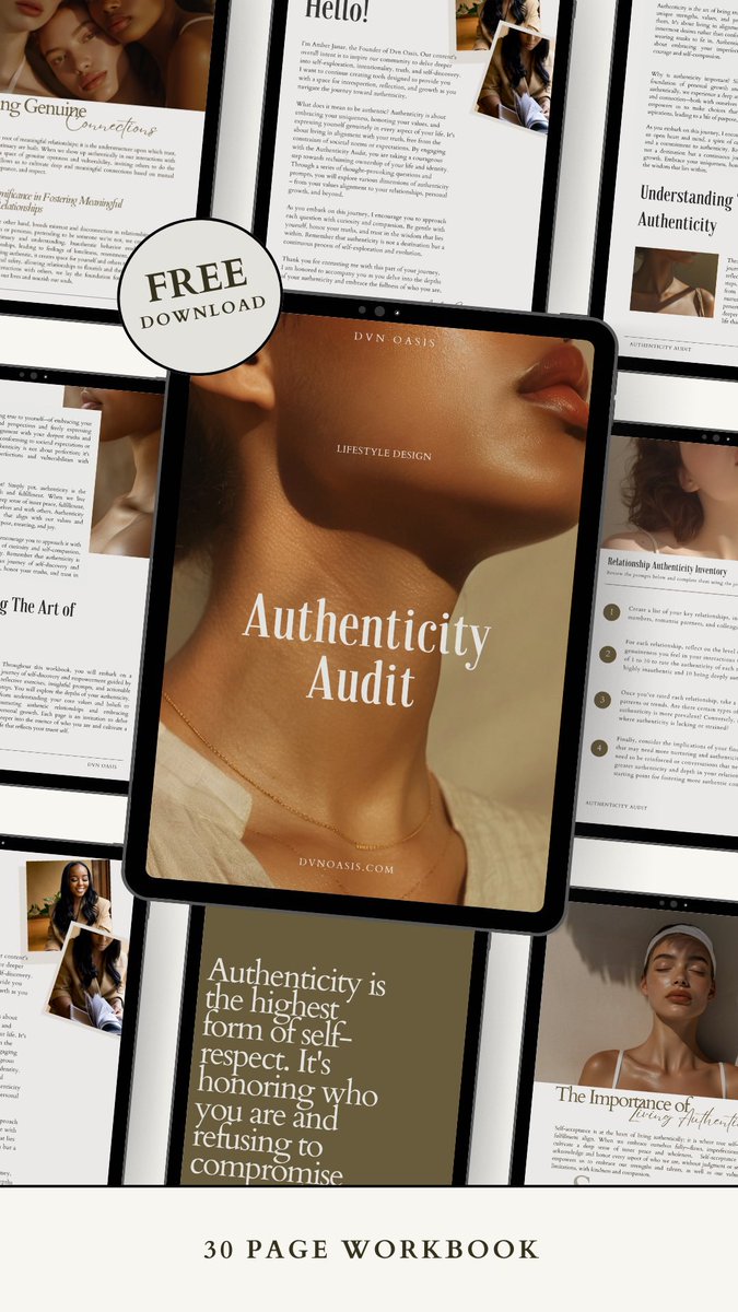 Elevate your life with authenticity! My FREE Authenticity Audit Workbook is your key to unlocking the power of your true self. Dive into insightful exercises, reflection prompts, and more – download your FREE copy now! bit.ly/3VZyHth