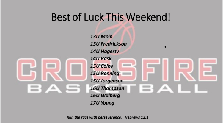 Good luck to all the boy's teams this weekend at the Comets Spring Shootout!#mnbasketball #aau #mnhoops #prephoops #crossfire #mncrossfire