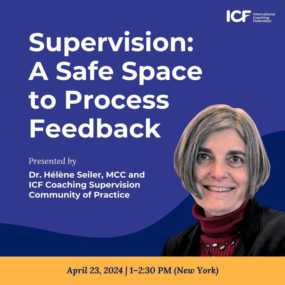 Often, coaches think of feedback as a technique to support their clients’ learning. 🗓️ On April 23, 2024 let's explore how coaches can use supervision to enhance their skills and grow together. Register → bit.ly/3xvzxE6