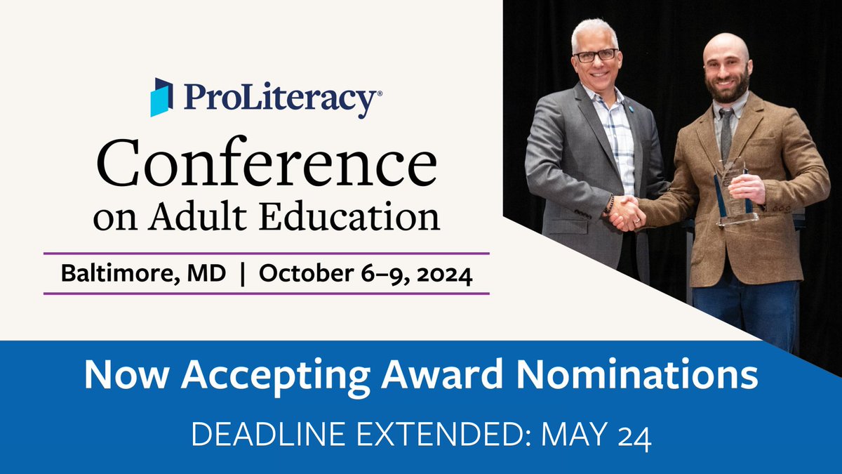🤩 One of our favorite things at our conference is the Awards Luncheon, when we get to recognize and celebrate those who are achieving great things in adult literacy. Nominate an inspiring student, tutor, or program to receive an award in Baltimore: hubs.la/Q02sGWJp0