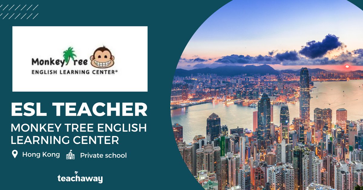 📢NOW HIRING: ESL Teachers at Monkey Tree English Learning Center - Hong Kong🇭🇰

Monkey Tree English Learning Center is looking for passionate and enthusiastic ESL teachers to join their team.

Apply here: bit.ly/4cRF5ZE

#TeachAbroad #ESL #TeachinHongKong #NowHiring