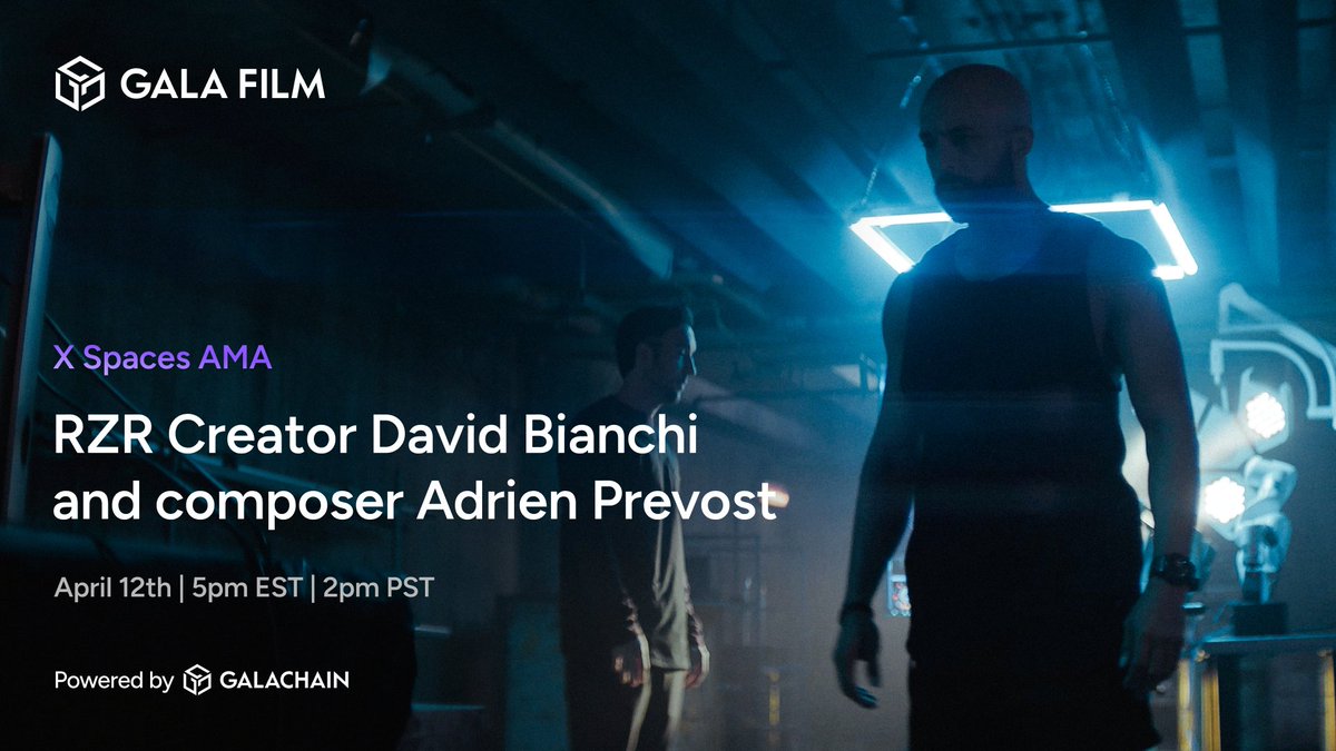 Gala Music + RZR? The perfect duo does exist 🙌 Join us today at 2pm PT for a special RZR AMA with RZR Creator and Actor David Bianchi and Composer Adrien Prevost: twitter.com/i/spaces/1ynKO…