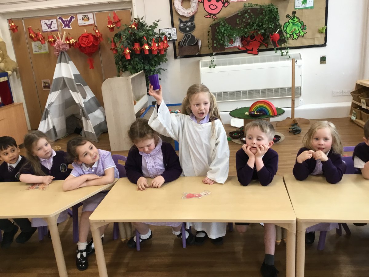 Reception class have had lots of fun recapping the Easter story! Earlier this week we acted out the story of Palm Sunday. Today we acted out The Last Supper! We used wine (blackcurrant juice!) and bread and all got into role! Super acting Reception Class!