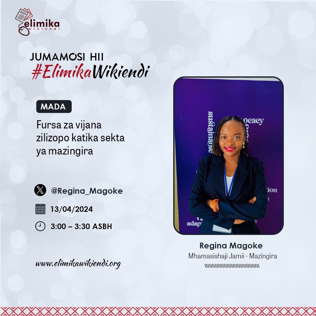 Je unazijua fursa za vijana zilizopo katika sekta ya mazingira? @Regina_Magoke atatupa majibu kesho kwenye #ElimikaWikiendi