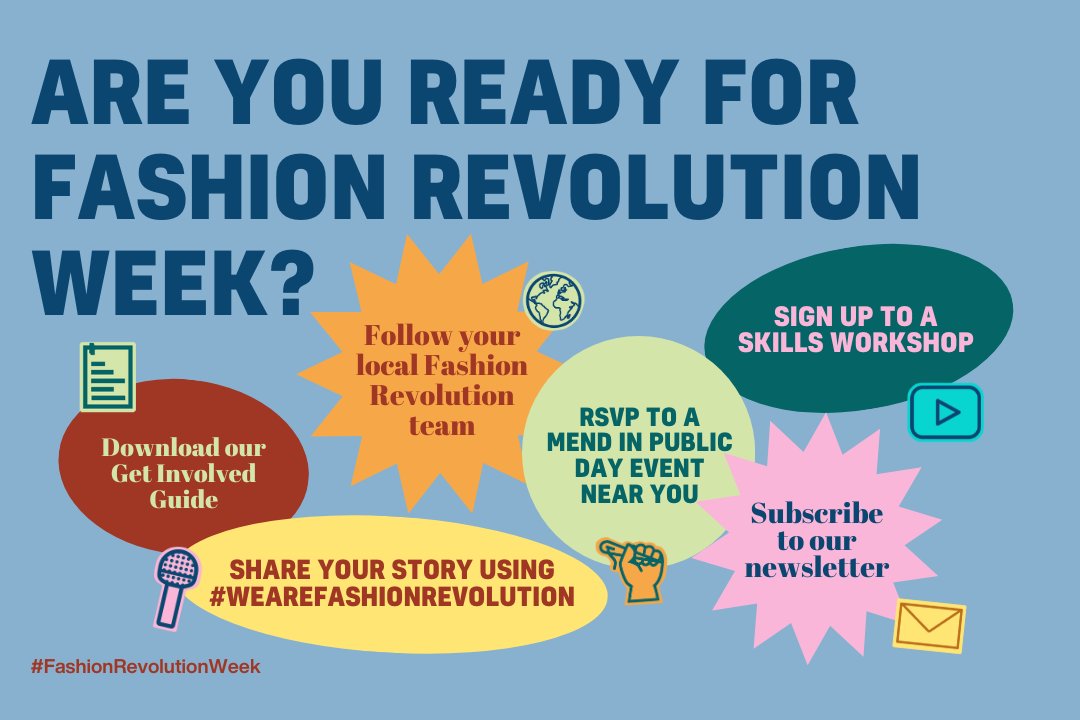 Are you ready for #FashionRevolutionWeek 2024? Before we kick things off, make sure you’re prepared for the week ahead with our handy checklist ✅ 🌎 Connect with your local team, view our events calendar & read our Get Involved Guide at fashionrevolution.org/frw-24/