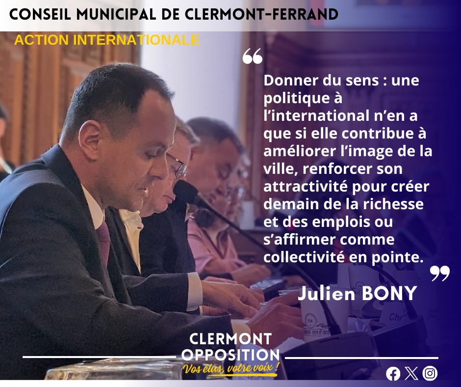 🏛️ [Conseil municipal] 🌍 @JulienBony est intervenu en assemblée sur le rapport d'activités relatif à l'action internationale de @ClermontFd. #International #ConseilMunicipal #ClermontFerrand